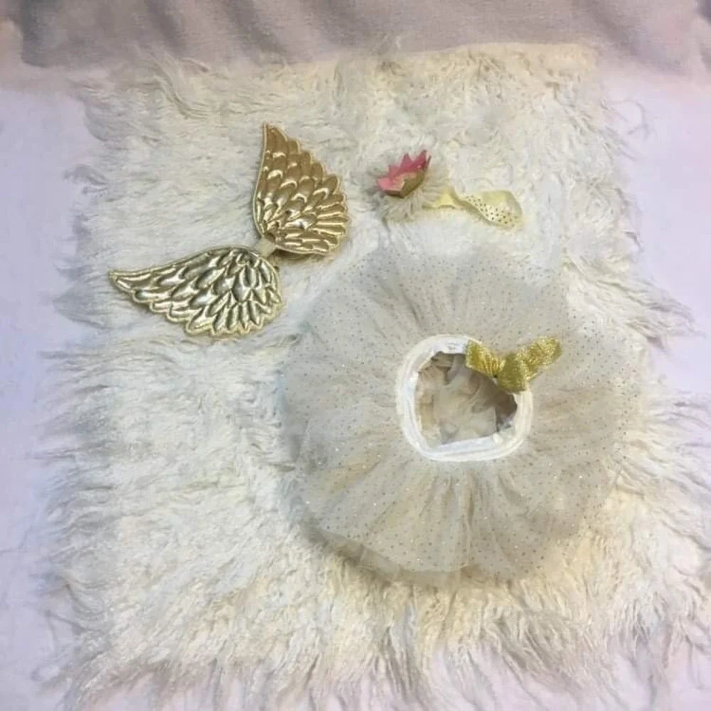 Unbranded Angel Costume Set‎ Kids Infant Toddler White Gold Excellent Tutu Wings